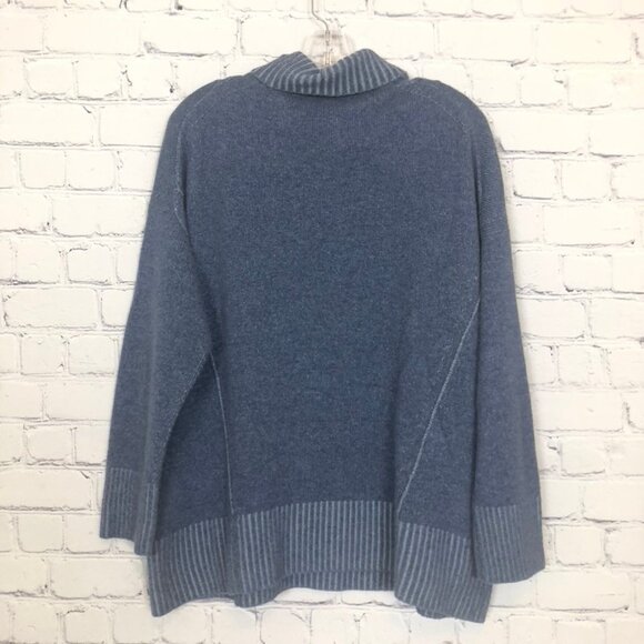 Lafayette 148 100% Cashmere Blue Turtleneck Sweater Size M - Picture 4 of 7